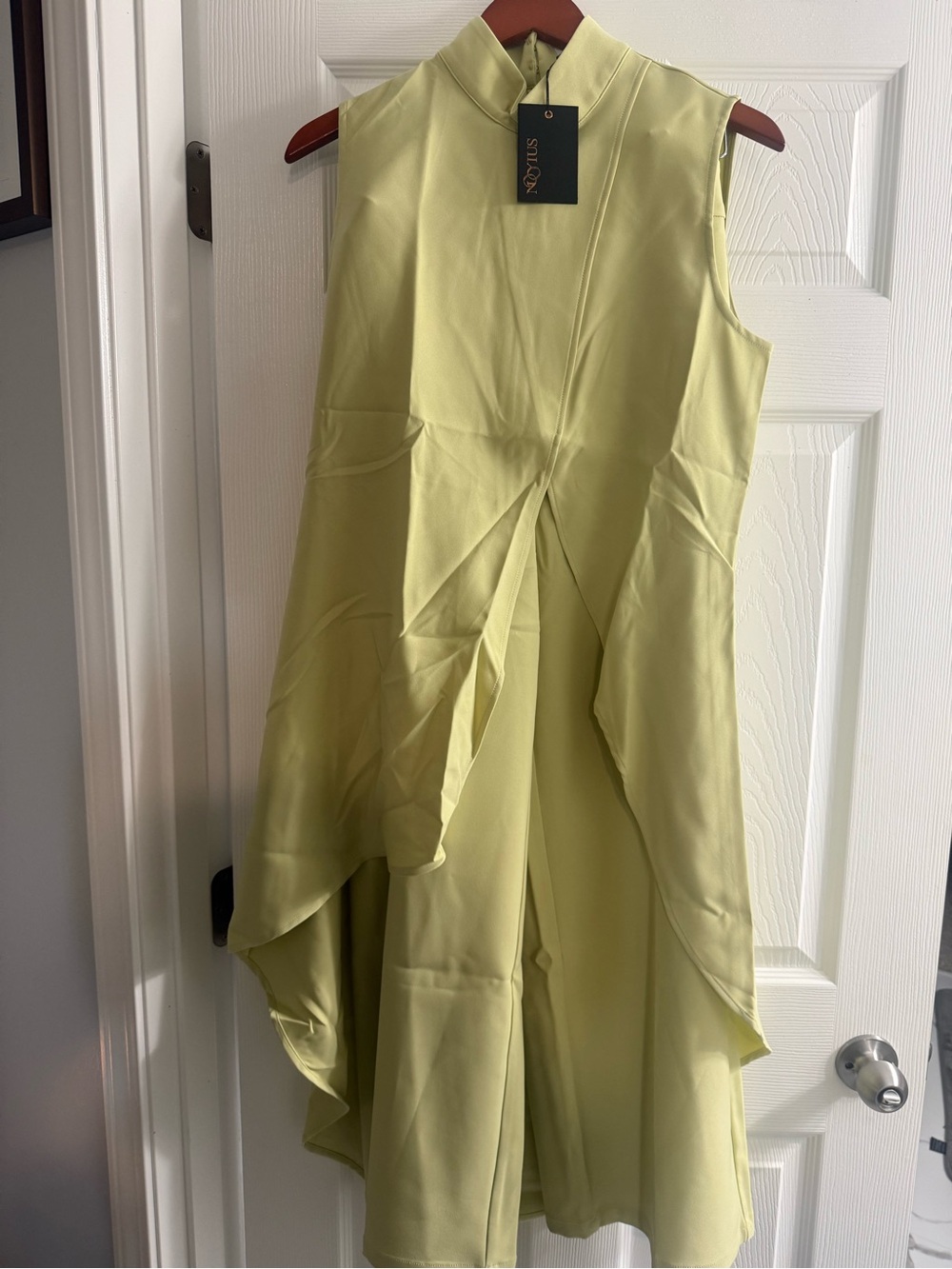 STAUD Sleeveless Asymmetrical Dress in Lime